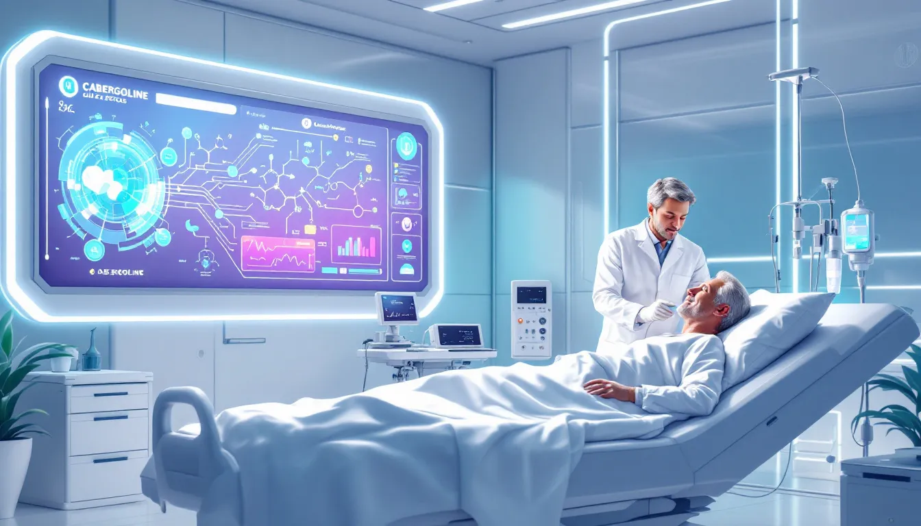An image depicting a healthcare professional monitoring a patient for side effects of cabergoline.