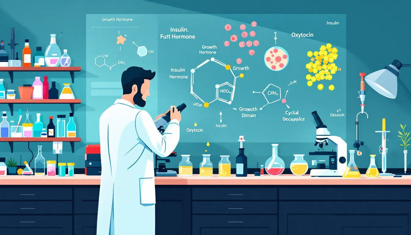 An image depicting research applications of polypeptide hormones in a laboratory setting.