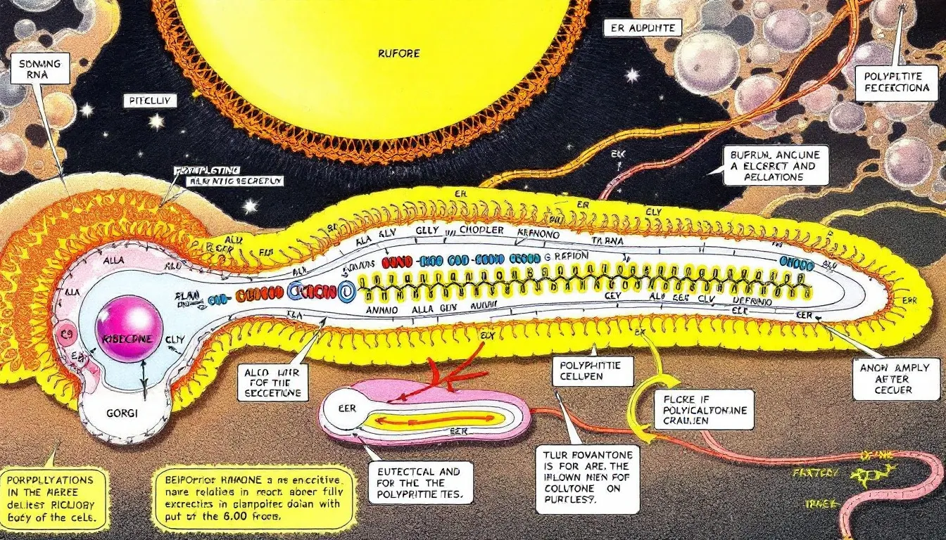 A diagram showing the synthesis and secretion process of polypeptide hormones.